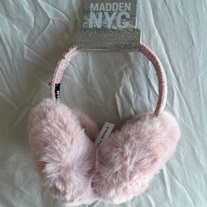 Faux Fur, Tweed fabric & Sequin Packable Earmuffs by Madden NYC in Box & Bag